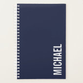 Marineblauw Moderne minimalistische gepersonalisee Planner (Voorkant)