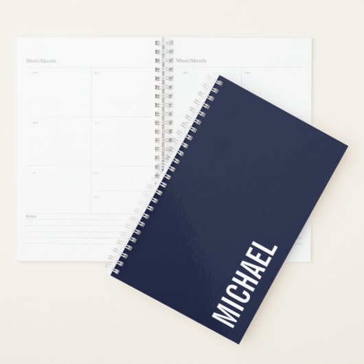 Marineblauw Moderne minimalistische gepersonalisee Planner (Display)
