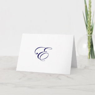 Marineblauw Monogram E Notitiekaartje