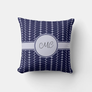 marineblauw monogram kussen