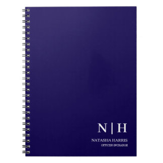 Marineblauw Monogram Zakelijk Klassiek Geschenksch Notitieboek