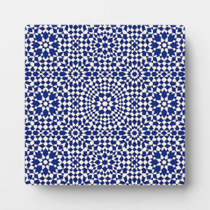Marineblauw Mozaïek Geometrisch Patroon Fotoplaat
