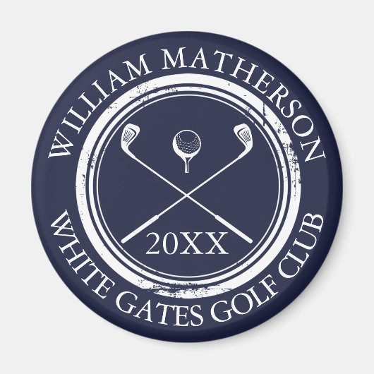 Marineblauw Naam en clubnaam Datum Magneet (Voorkant)