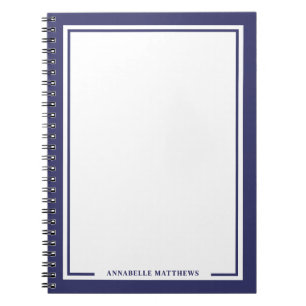 Marineblauw naammonogram notitieboek