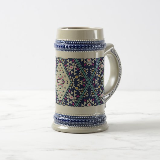 “Marineblauw Native Design”  Bierpul (Voorkant rechts)