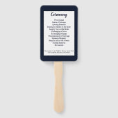 Marineblauw nautisch anker bruiloft programma handwaaier (Achterkant)