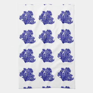 marineblauw op witte kustbodem theedoek