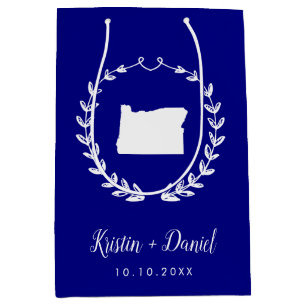 Marineblauw Oregon Kaart Bruiloft Welkom Swag Medium Cadeauzakje
