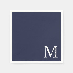 Marineblauw Persoonlijk Monogram en Naam Servet