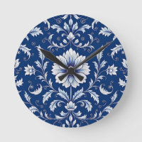 Marineblauw porseleinen bloempatroon