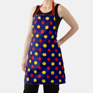 Marineblauw Rood Geel Stippen Design Schort