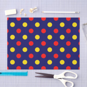 Marineblauw Rood Geel Stippen Design Tissuepapier