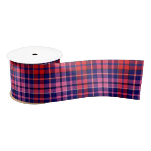 Marineblauw rood roze geruit tartan ontwerp  lint