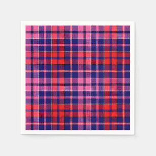 Marineblauw rood roze geruit tartan ontwerp servet