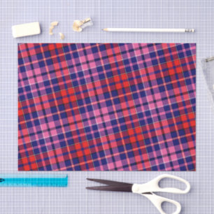 Marineblauw Rood Roze Geruite Schotse Ruit Ontwerp Tissuepapier