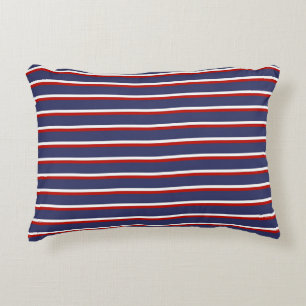 Marineblauw rood streeppatroon accent kussen
