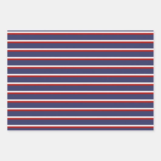 Marineblauw rood streeppatroon inpakpapier vel (Voorkant 2)