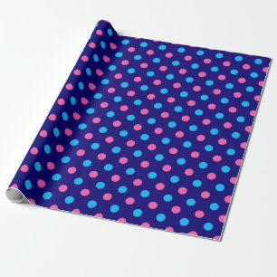 Marineblauw Roze Cyaan Stippenpatroon Cadeaupapier