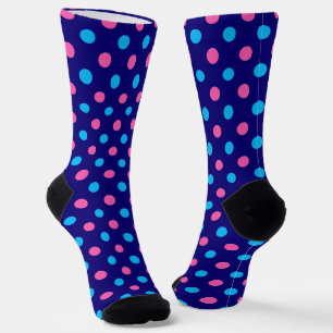 Marineblauw Roze Cyaan Stippenpatroon Sokken