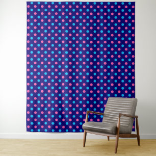Marineblauw Roze Cyaan Stippenpatroon Wandkleed