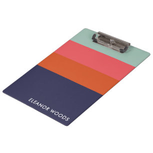 Marineblauw Roze Geometrische Gestreepte Gepersona Klembord