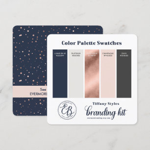 Marineblauw & Roze Goud Kleurenpalet Staalkaart Kaart