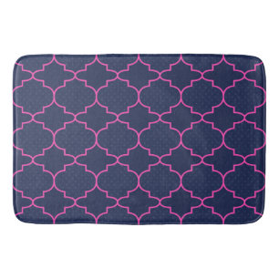 marineblauw roze Marokkaans patroon met pooldots Badmat