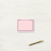Marineblauw Roze Monogram Post-it® Notes (Op bureau)