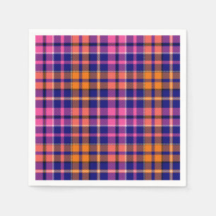 Marineblauw Roze Oranje Geruite Tartan Design Servet