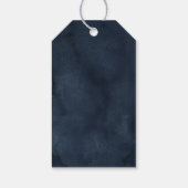 Marineblauw Roze Roos Botanisch Cadeaulabel (Achterkant)