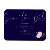 Marineblauw Roze Roze Goud Trouwbudget Magneet (Horizontaal)
