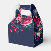 Marineblauw roze roze rozenrozen bruiloft bedankt bedankdoosjes (Achterkant)