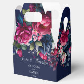 Marineblauw roze roze rozenrozen bruiloft bedankt bedankdoosjes (Geopend)