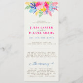 Marineblauw roze wild regenwoud Evergreen bruiloft Programma (Voorkant)