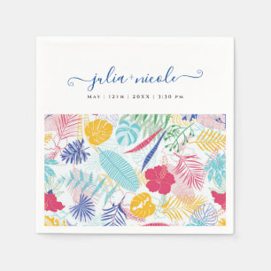 Marineblauw Roze Wilde Regenwoud Groene Huwelijk Servet