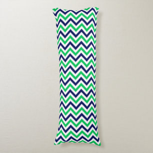 Marineblauw, Smaragd, Groot Chevron ZigZag Patroon Lichaamskussen