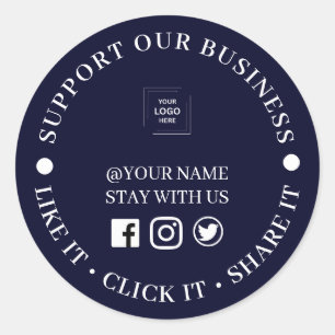Marineblauw Sociaal Delen Zakelijk Rond Design Ronde Sticker