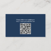 Marineblauw strand zeeschelpen bruiloft website in informatiekaartje (Achterkant)