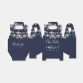 Marineblauw String Lights Signature Script Bruilof Bedankdoosjes (Uitgevouwen)