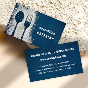 Marineblauw, Suikervork, Catering, Chef, Restauran Visitekaartje