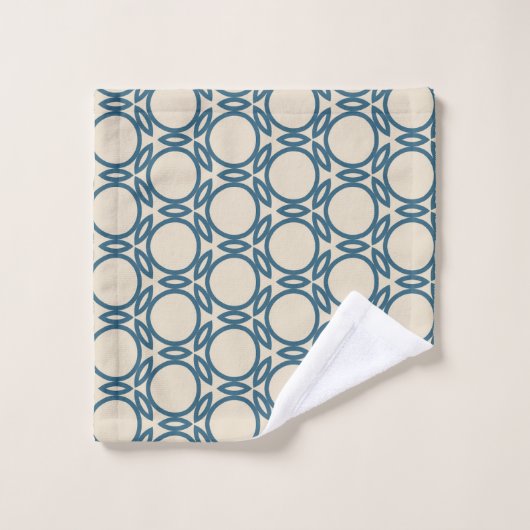 Marineblauw Taupe Geo Design Bad Handdoek (Wasdoekje)