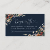 Marineblauw Tiny Wildflower Luier Raffle Informatiekaartje (Voorkant)