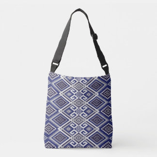 Marineblauw Tribal Motief Oppervlaktestructuur Crossbody Tas