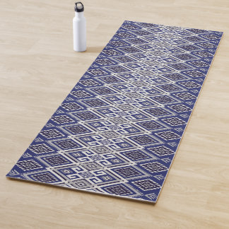 Marineblauw Tribal Motief Oppervlaktestructuur Yogamat