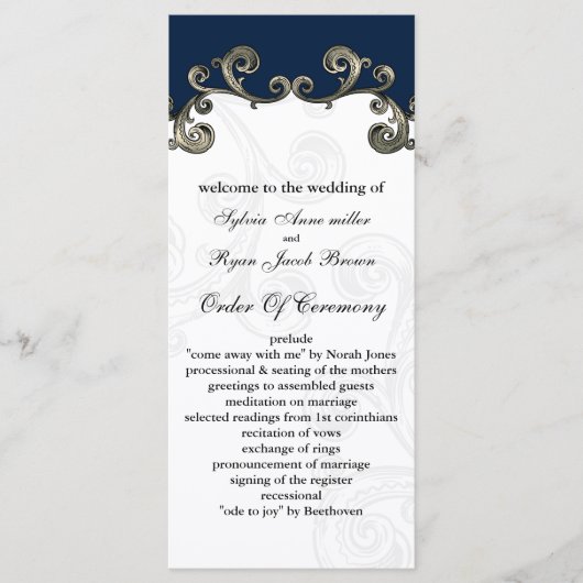 "marineblauw" Trouwprogramma Programma (Voorkant)