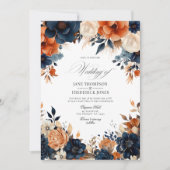 Marineblauw, verbrand Sinaasappel en champagne bru Kaart (Voorkant)