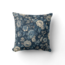 Marineblauw Vintage Bloem Botanisch Patroon