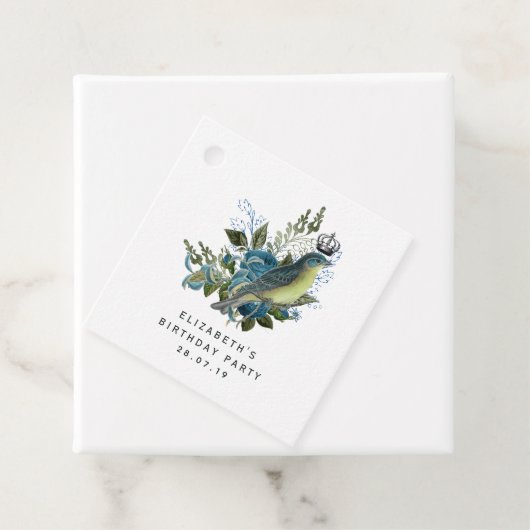 Marineblauw  Vogel en Kroon Bedankjes Labels (In situ)