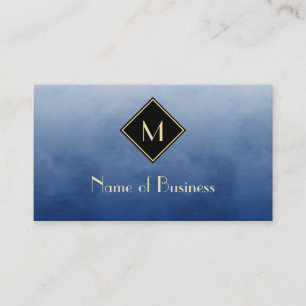 Marineblauw Watercolor Gouden Monogram Visitekaartje