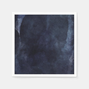 Marineblauw Waterverf Elegant Modern Bruiloft Servet